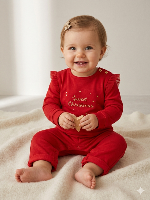 Sinsay Baby Girl's Red Christmas Printed Overalls | Sinsay In Lebanon