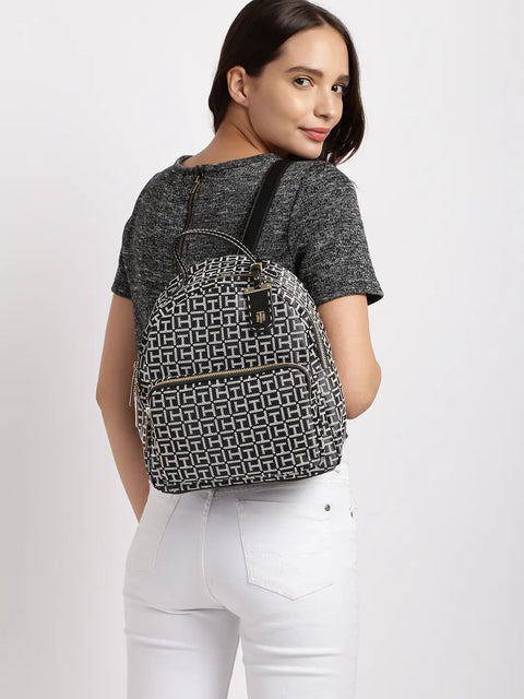 Tommy Hilfiger Women's Black Julia Logo Jacquard Dome Backpack | Tommy Hilfiger In Lebanon