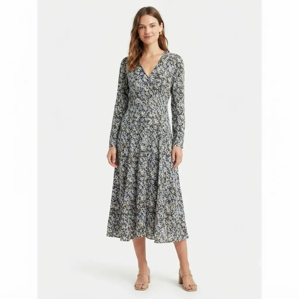 Levis Women's Multicolor Floral Long-Sleeve Midi Dress