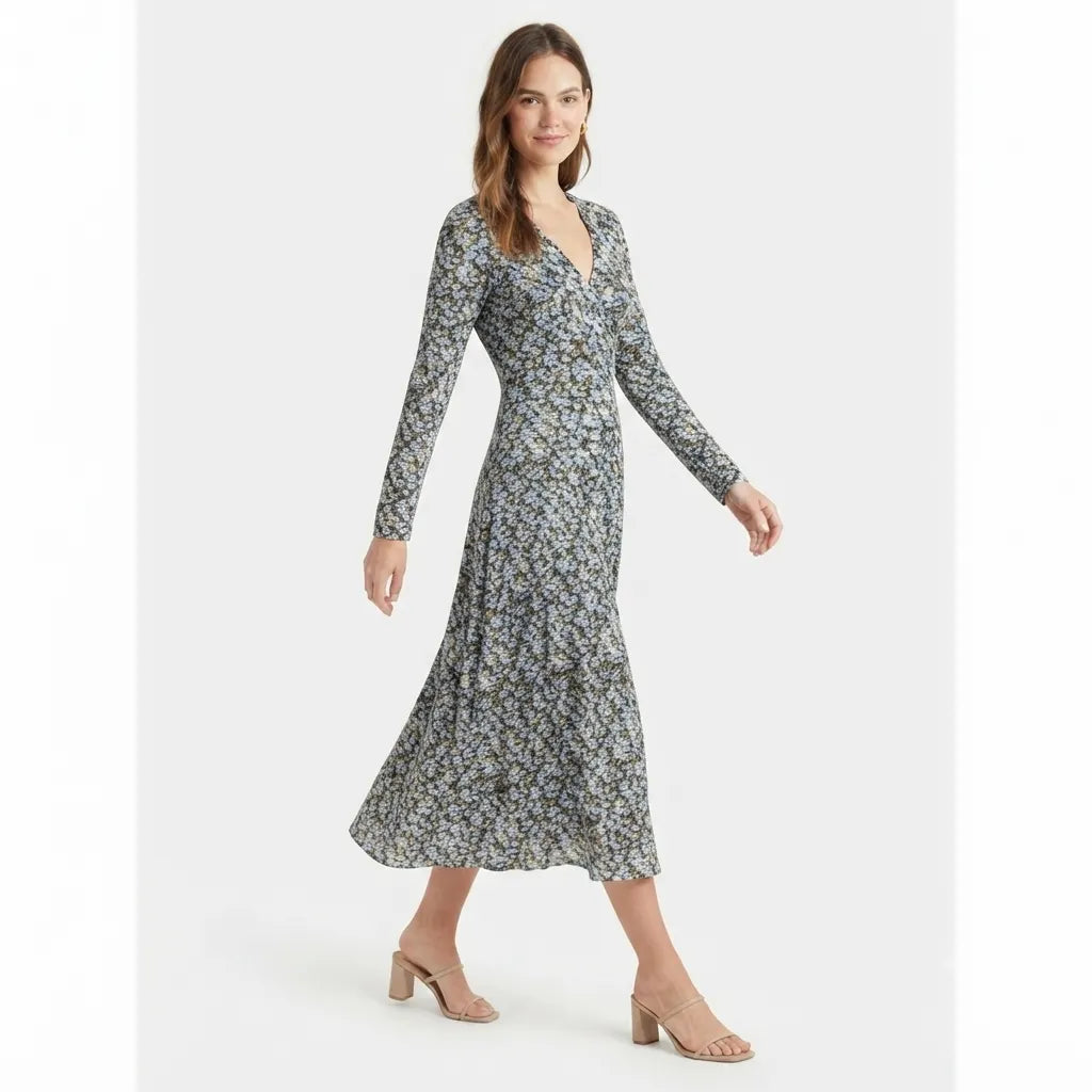 Levis Women's Multicolor Floral Long-Sleeve Midi Dress