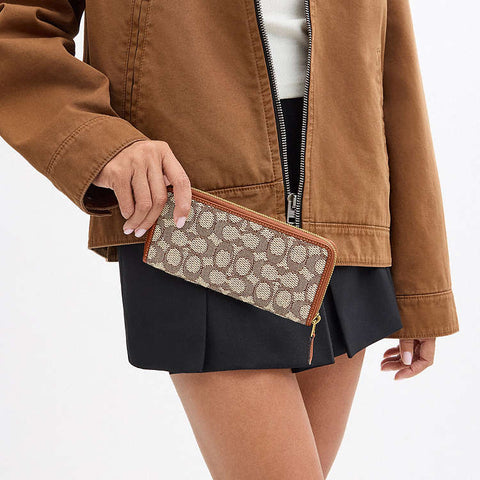 Coach Women's Cocoa Burnished Amber Essential Slim Accordion Zip Wallet | Coach In Lebanon