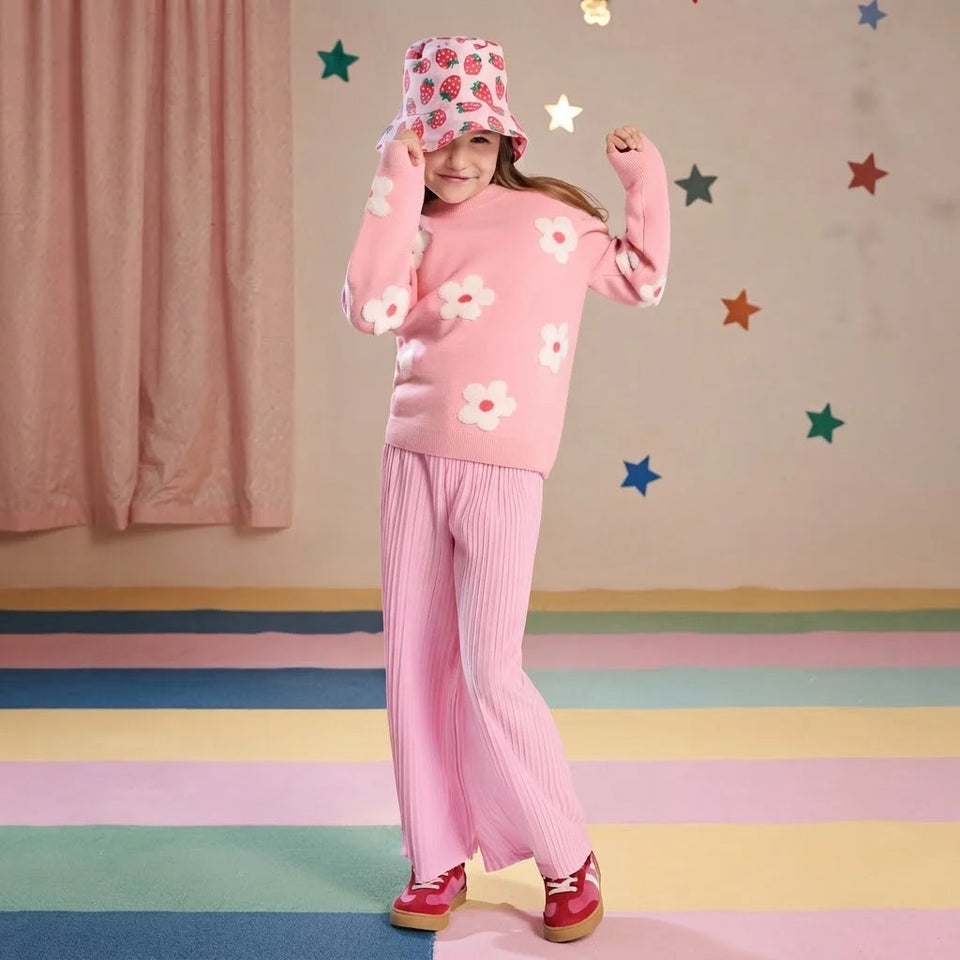 Sinsay Girl's Pink Wide-Leg Pleated Pants