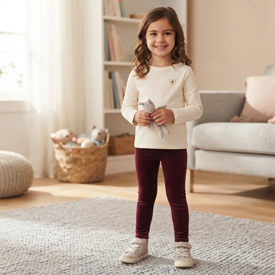 Sinsay Girl's Burgundy Velvet Leggings