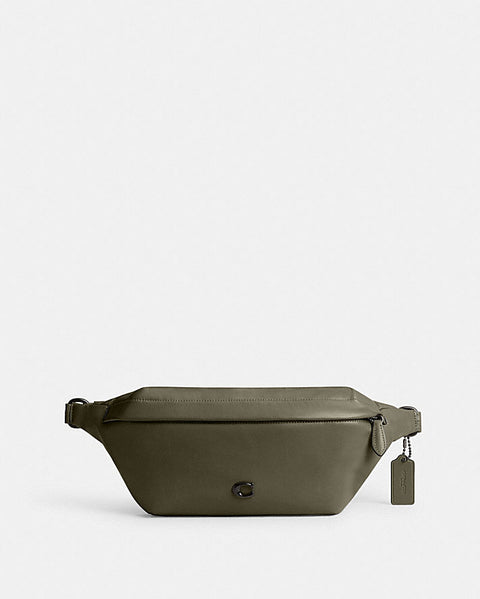 Green waist bag on a light gray background