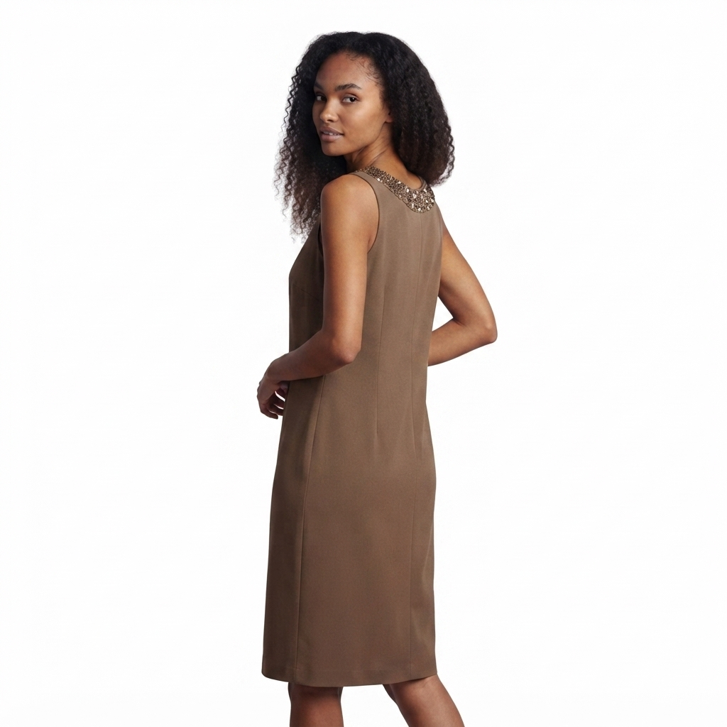 R & M Richards Women's Taupe Sleeveless Dress
