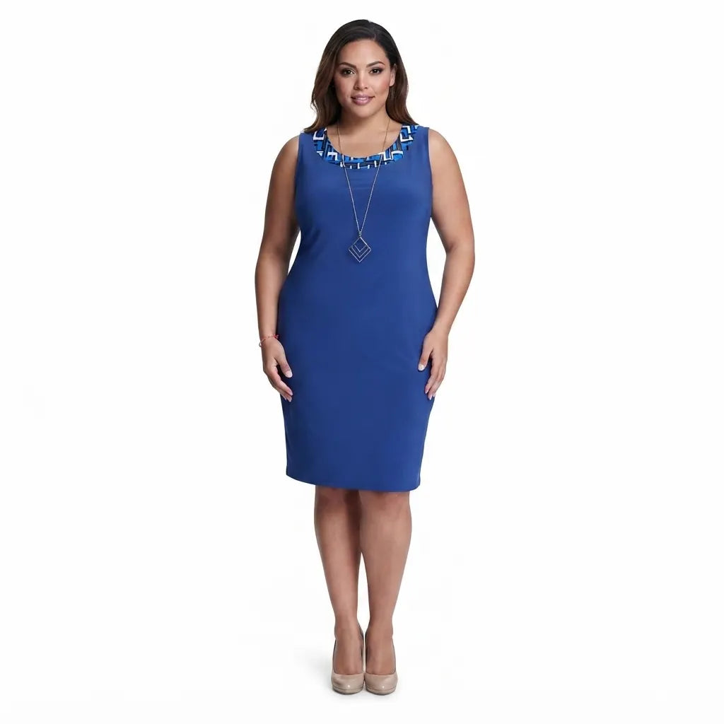 R & M Richards Women's Dark Blue Sleeveless Dress