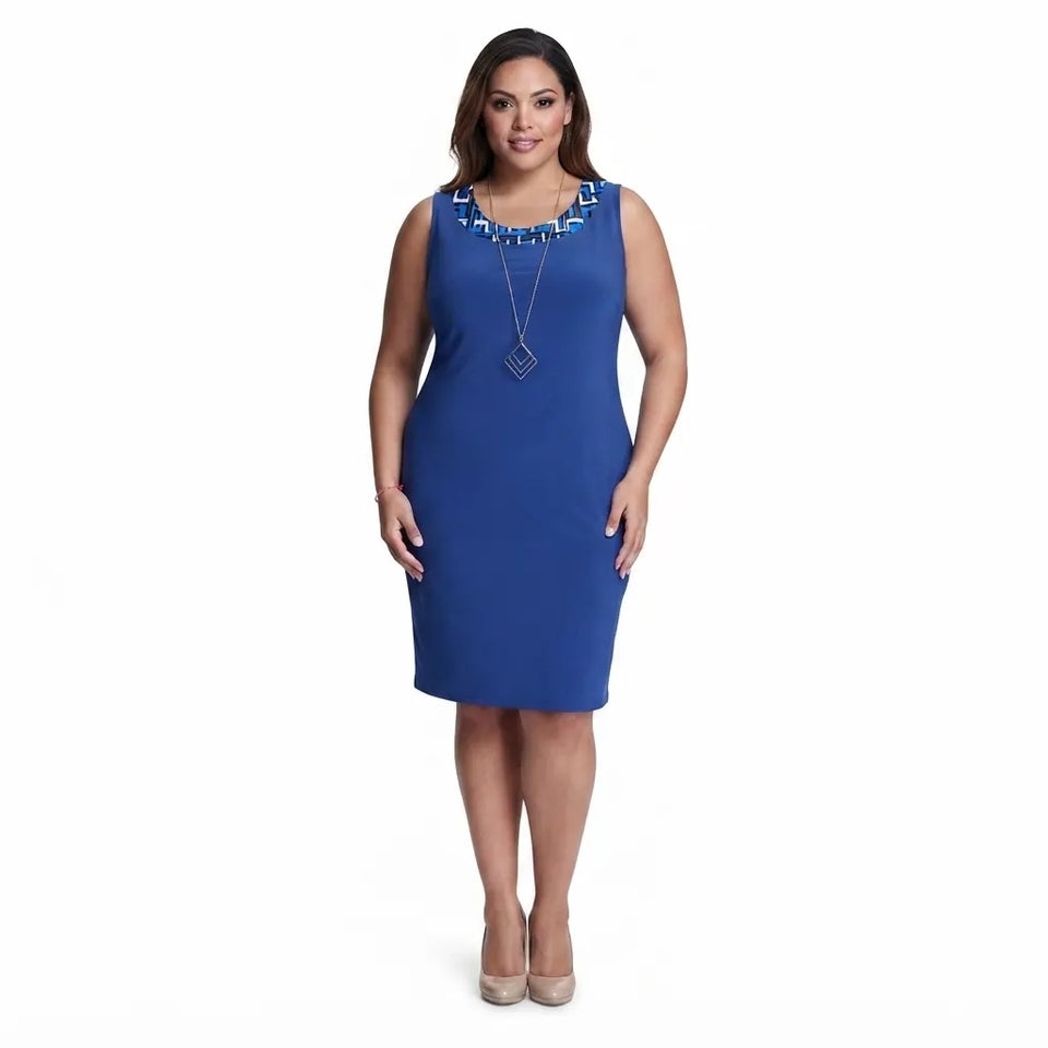 R & M Richards Women's Dark Blue Sleeveless Dress