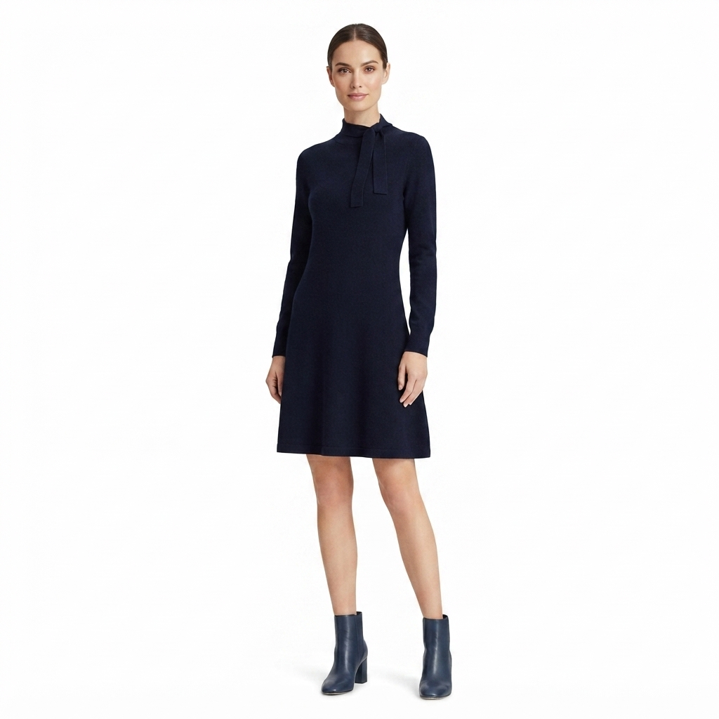 CeCe Women's Navy Mock Neck A-Line Dress