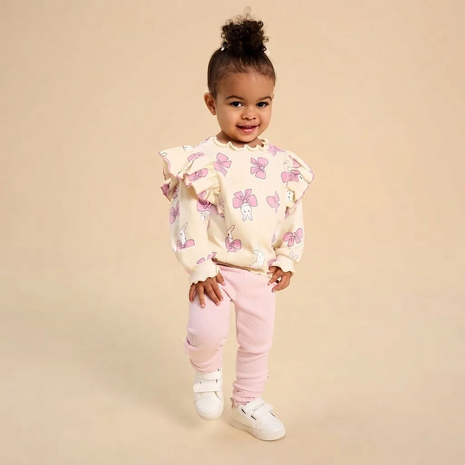 Sinsay Girl's Light Pink Ribbed Knit Leggings