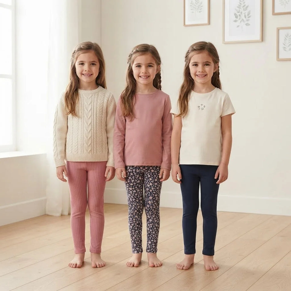 Sinsay Girl's Multicolor Ribbed 3-Pieces Leggings