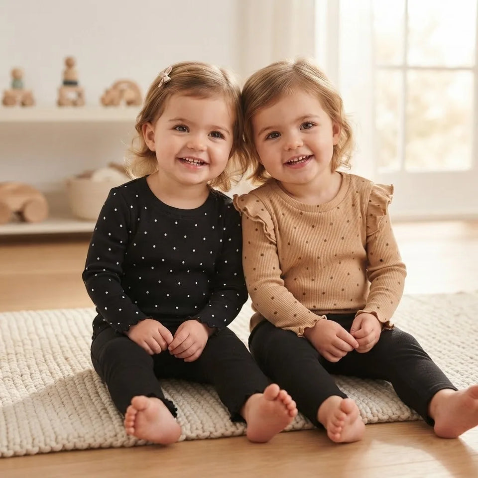 Sinsay Girl's Black & Tan Polka-Dots Pattern Pack Of 2 Blouses