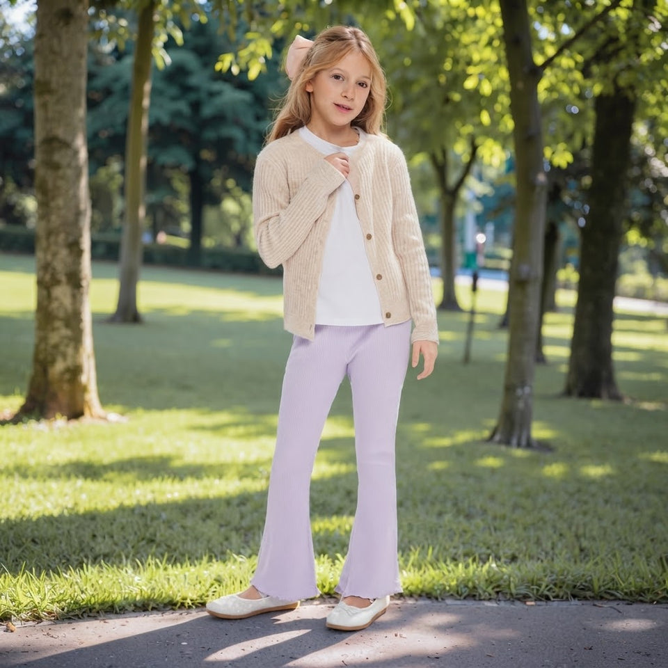Sinsay Girl's Lavender Ribbed Flare Leggings
