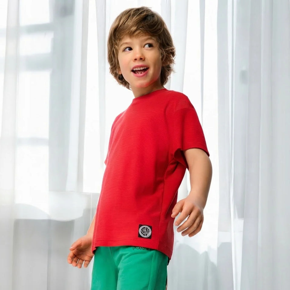 Sinsay Boy's Red Cotton Basic T-Shirt