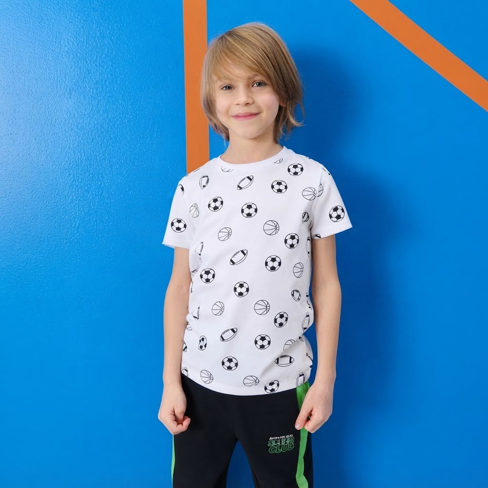 Sinsay Boy's White All Over Printed T-Shirt