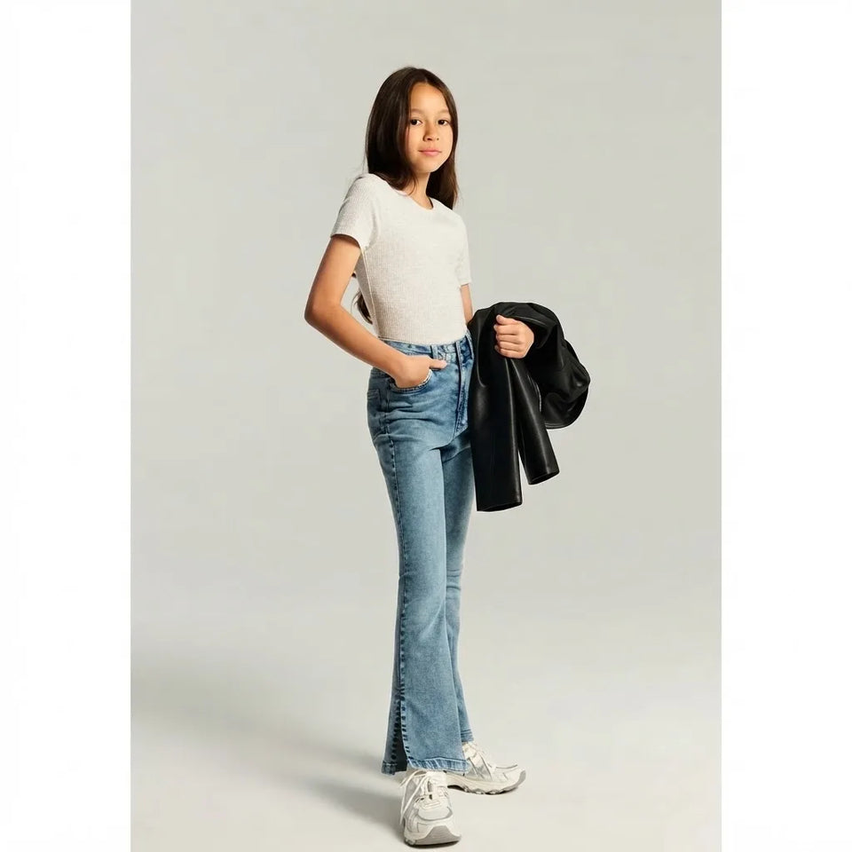 Sinsay Girl's Light Grey Ribbed T-Shirt