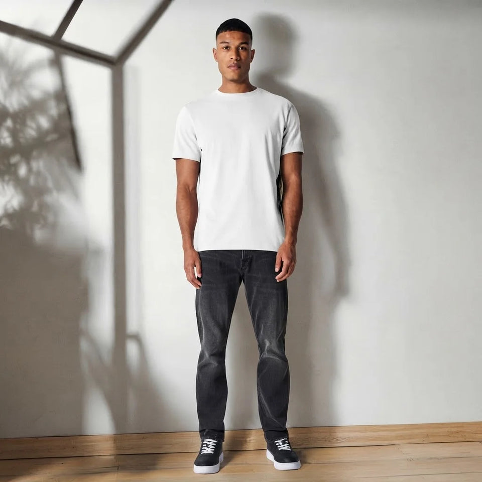Sinsay Men's White Plain Basic T-Shirt