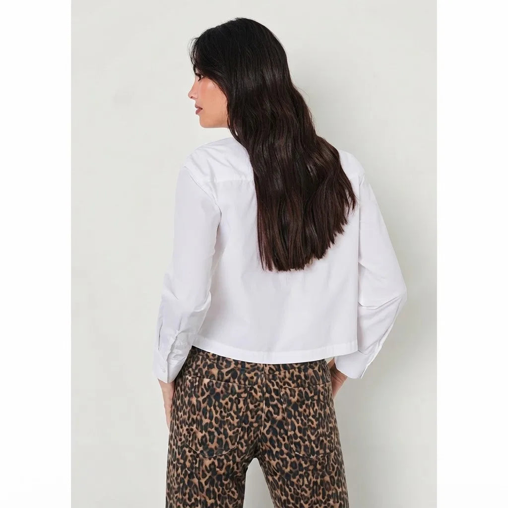 Sinsay Women's White Long-Sleeves Classic Collar Shirt