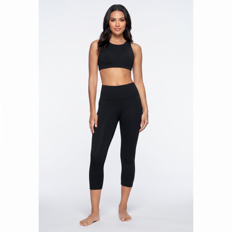 Felina Women's Black Athletic Capri Leggings