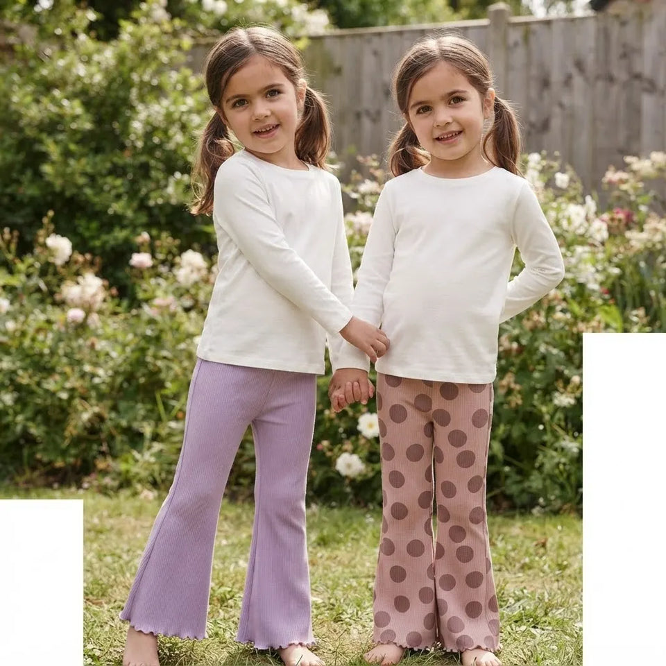 Sinsay Girl's Purple & Brown Pack Of 2 Ribbed Flared Leggings