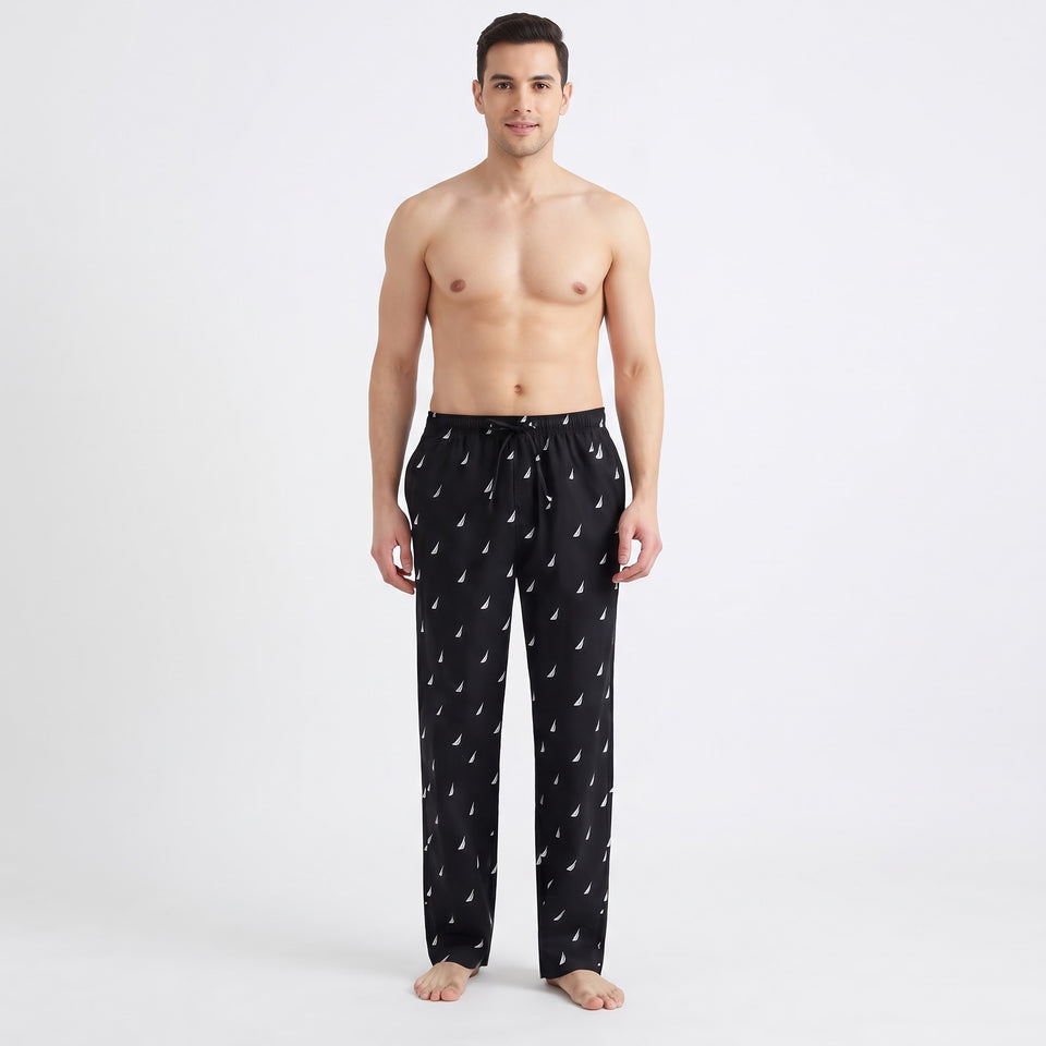 Nautica Men's Black Sailboat Print Pajama Bottom