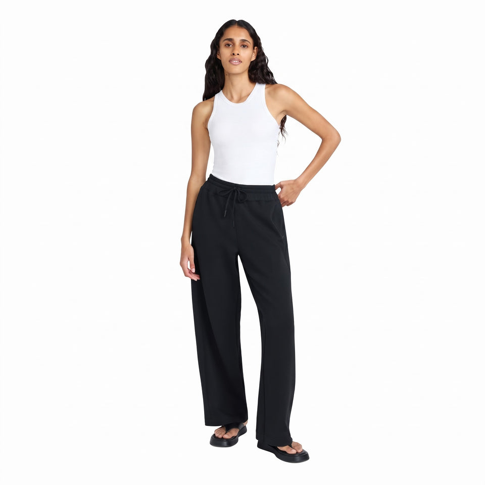 Mondetta Women's Black Relaxed Fit Wide-Leg Sweatpants