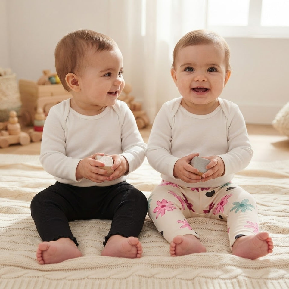 Sinsay Baby Girl's Black & Cream Floral Pack Of 2 Leggings