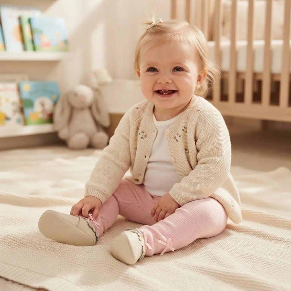 Sinsay Baby Girl's Pink Bows Ribbed Knit Leggings