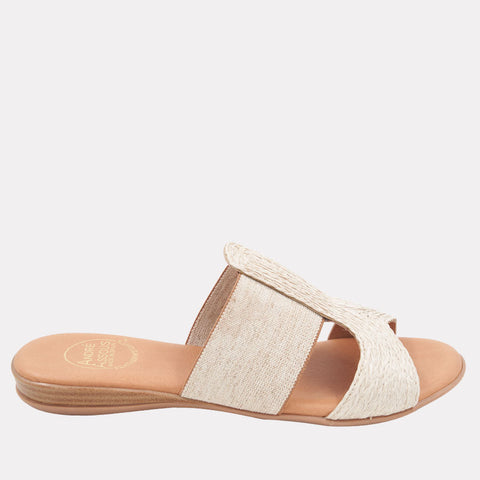 Andre Assous Women's Beige Linen Noor Sandal | Andre Assous In Lebanon