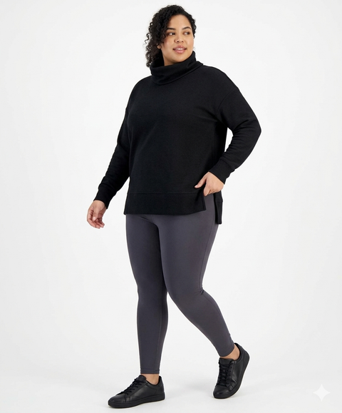 Id Ideology Women's Black Plus Size Ottoman Cowl Neck Sweatshirt | Id Ideology In Lebanon