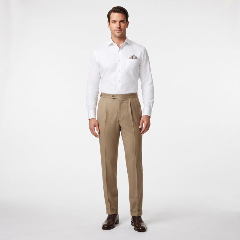 Haggar Men's Taupe Classic Fit Trousers