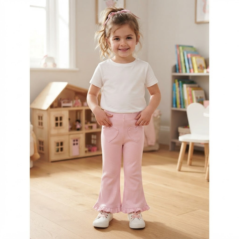 Sinsay Girl's Pink Heart-Shaped Pocket Flared Leggings