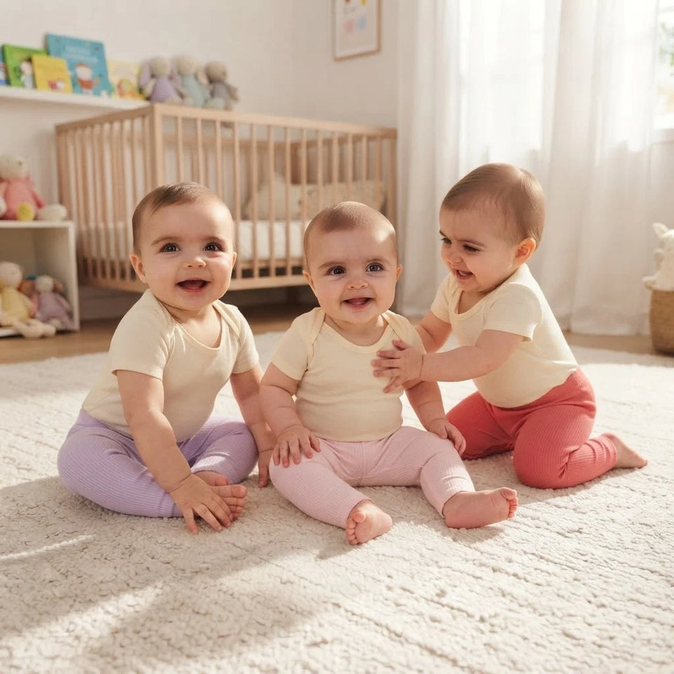 Sinsay Baby Girl's Pastel-Toned Ribbed Cotton Pack Of 3 Leggings