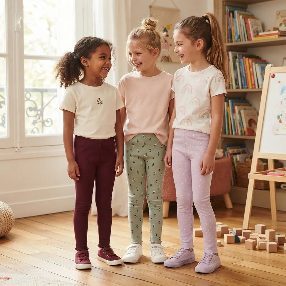 Sinsay Girl's Multicolor 3-Pieces Ribbed Knit Leggings