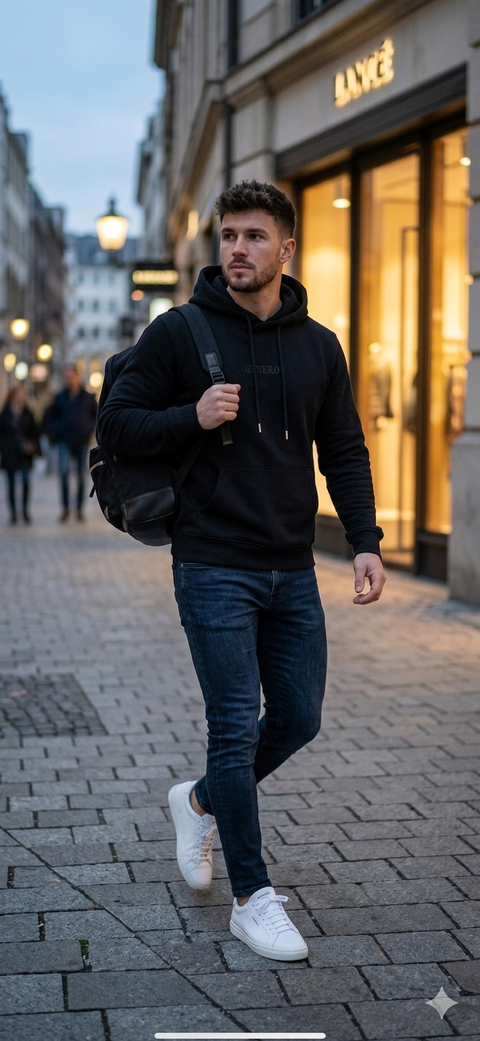 Celio Men's Black Regular Fit Long Sleeves Hoodies |Celio In Lebanon