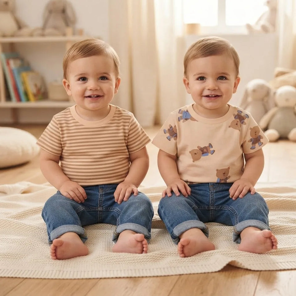 Sinsay Baby Boy's Beige Pack Of 2 Printed Casual T-Shirt