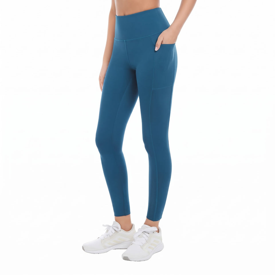 Danskin Women's Teal Ultra High Rise Side Pockets Brushed Leggings