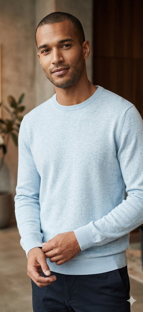 Celio Men's Light Blue Plain Long Sleeve Blouses | Celio In Lebanon