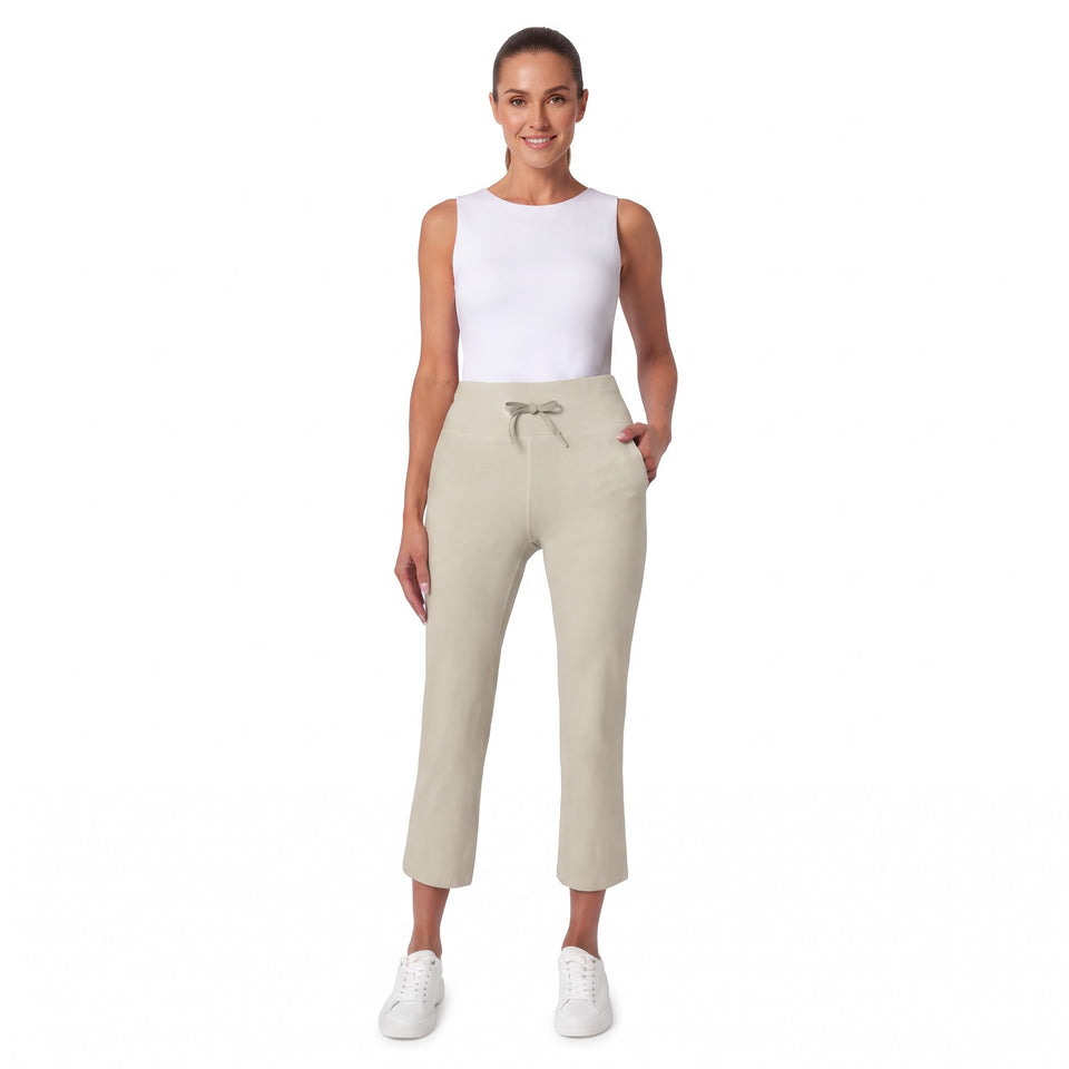Mondetta Women's Beige Stretch High Rise Crop Sweatpants