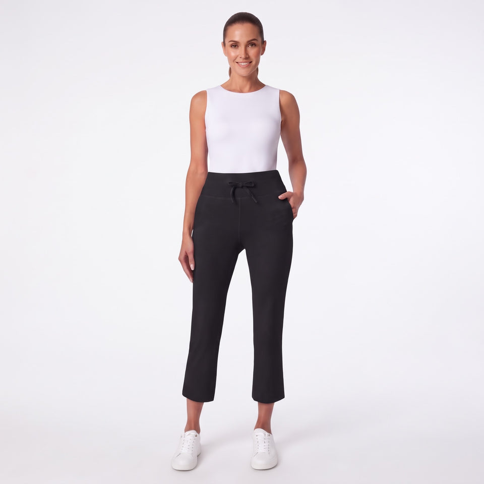 Mondetta Women's Black Stretch High Rise Crop Sweatpants