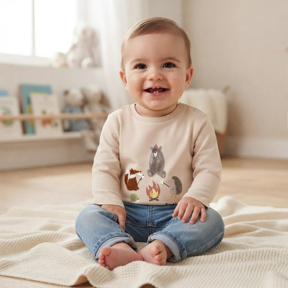 Sinsay Baby Boy's Beige Animal Printed Blouse