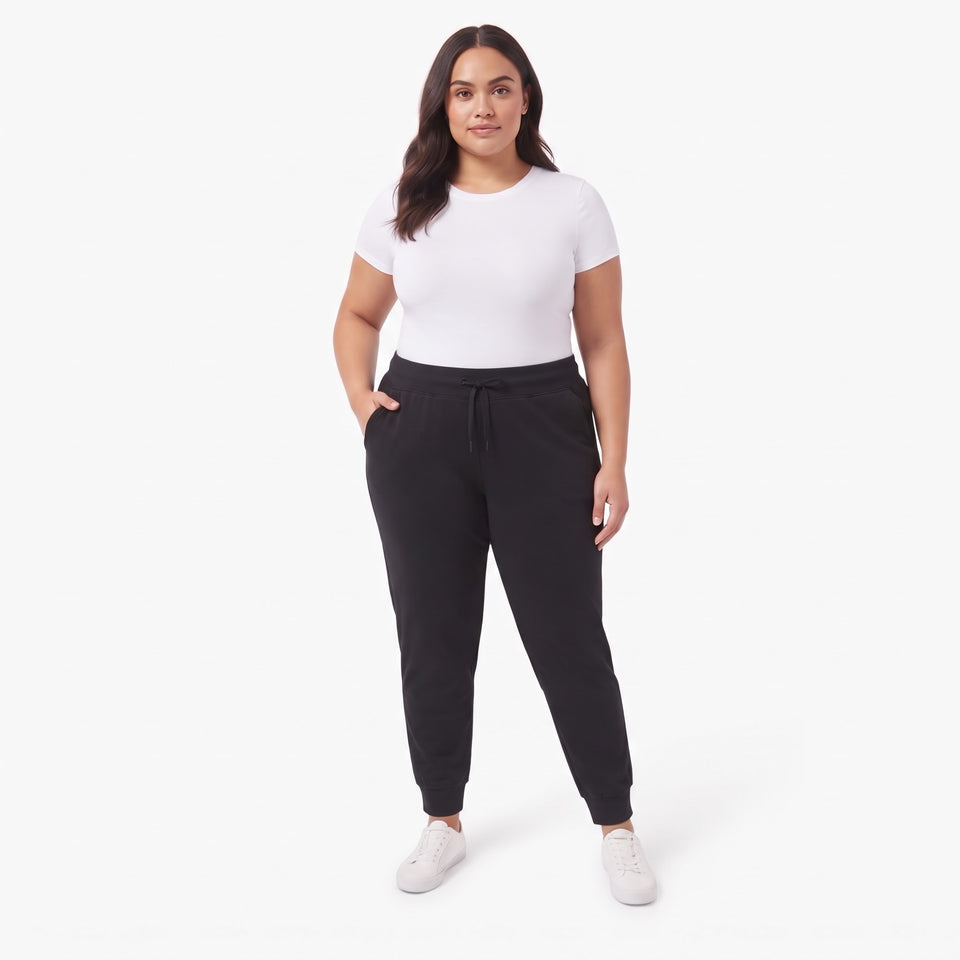 32 Degrees Women's Black Plus Size Active Tech Stretch Sweatpants