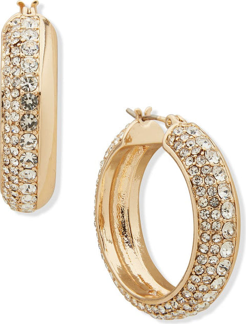 Karl Lagerfeld Paris Women's Gold Pavé Small Hoop Earrings, 0.85" | Karl Lagerfeld Paris In Lebanon