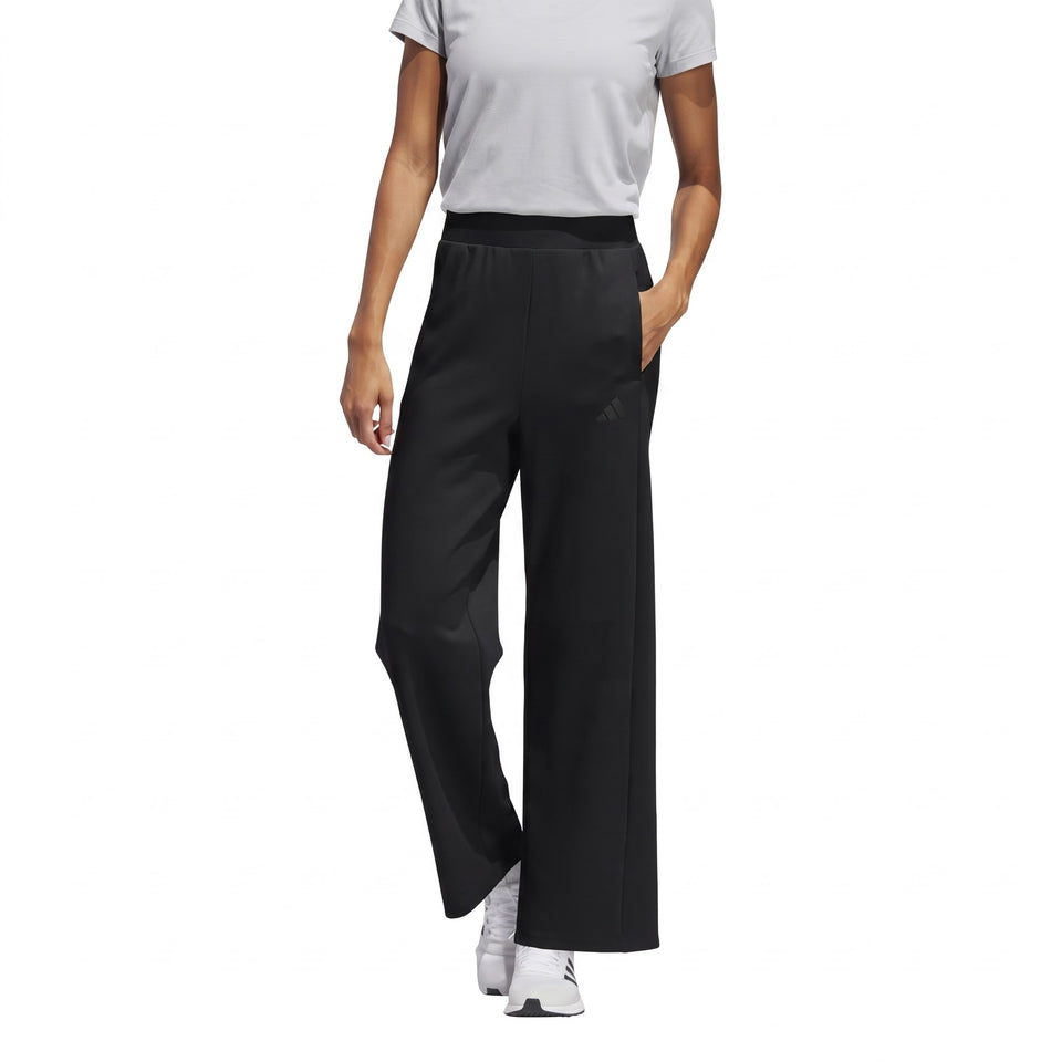 Adidas Women's Black Elastic Waistband Wide Leg Pants