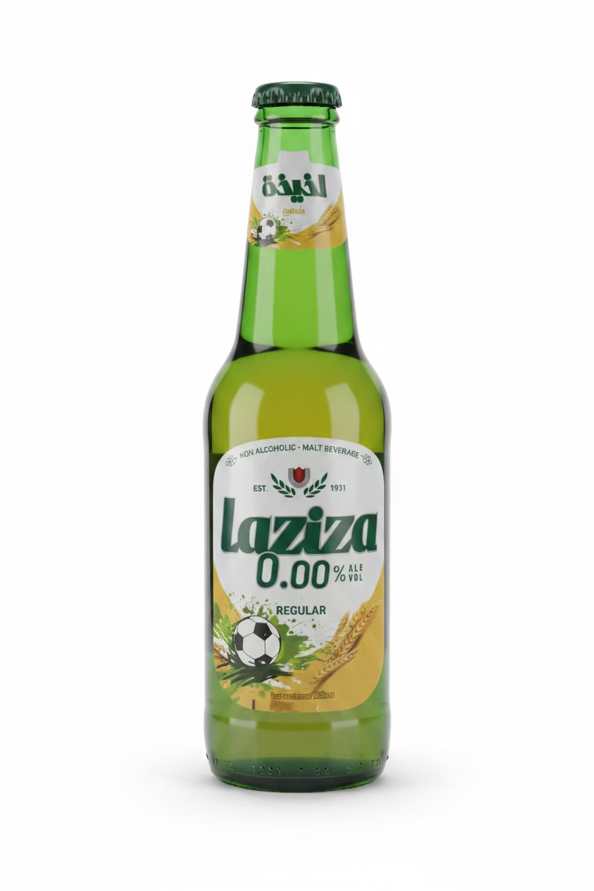 Laziza Regular Plain Non Alcoholic Bottle Football Malt 330ml | Laziza In Lebanon