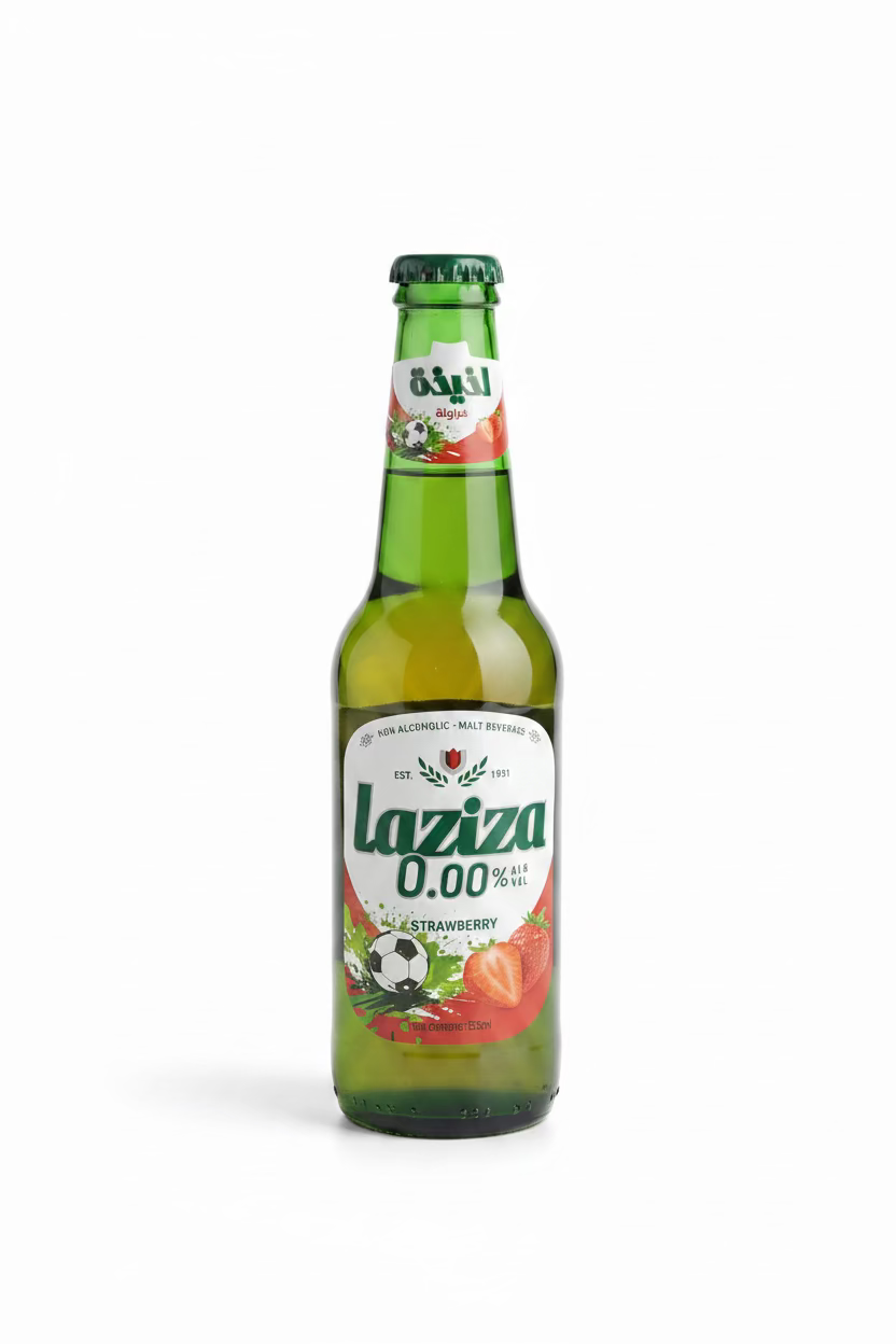 Laziza Strawberry Bottle Football Malt 330ml | Laziza In Lebanon