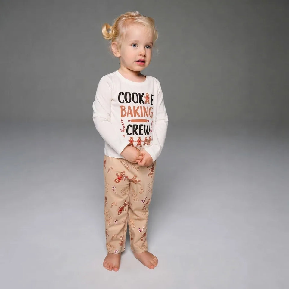 Sinsay Girl's White & Beige Printed Long-Sleeves Pajama Set