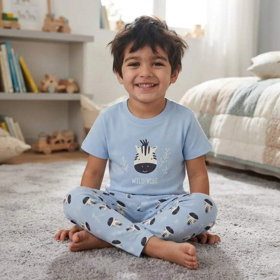 Sinsay Boy's Light Blue Printed Pajama Set