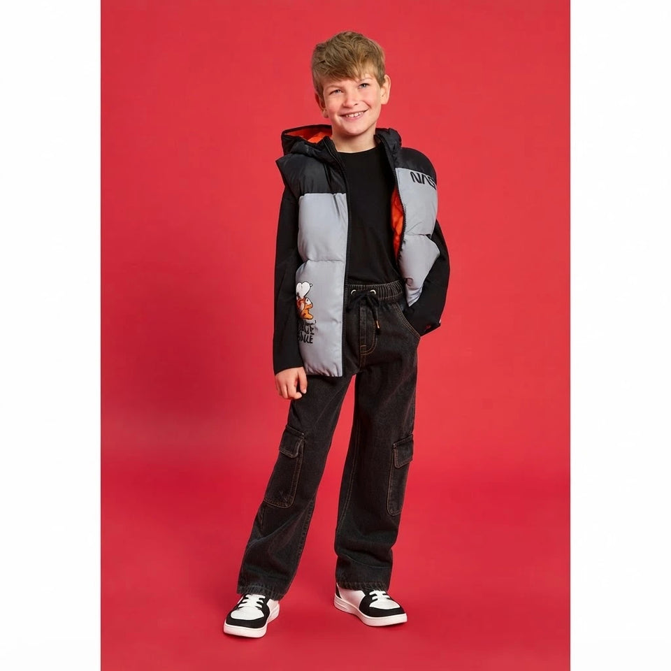 Sinsay Boy's Washed Black Cargo Jeans