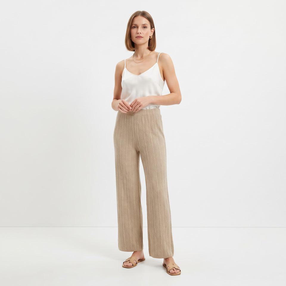 Live 2 Lounge Women's Tan Knitted Casual Pants