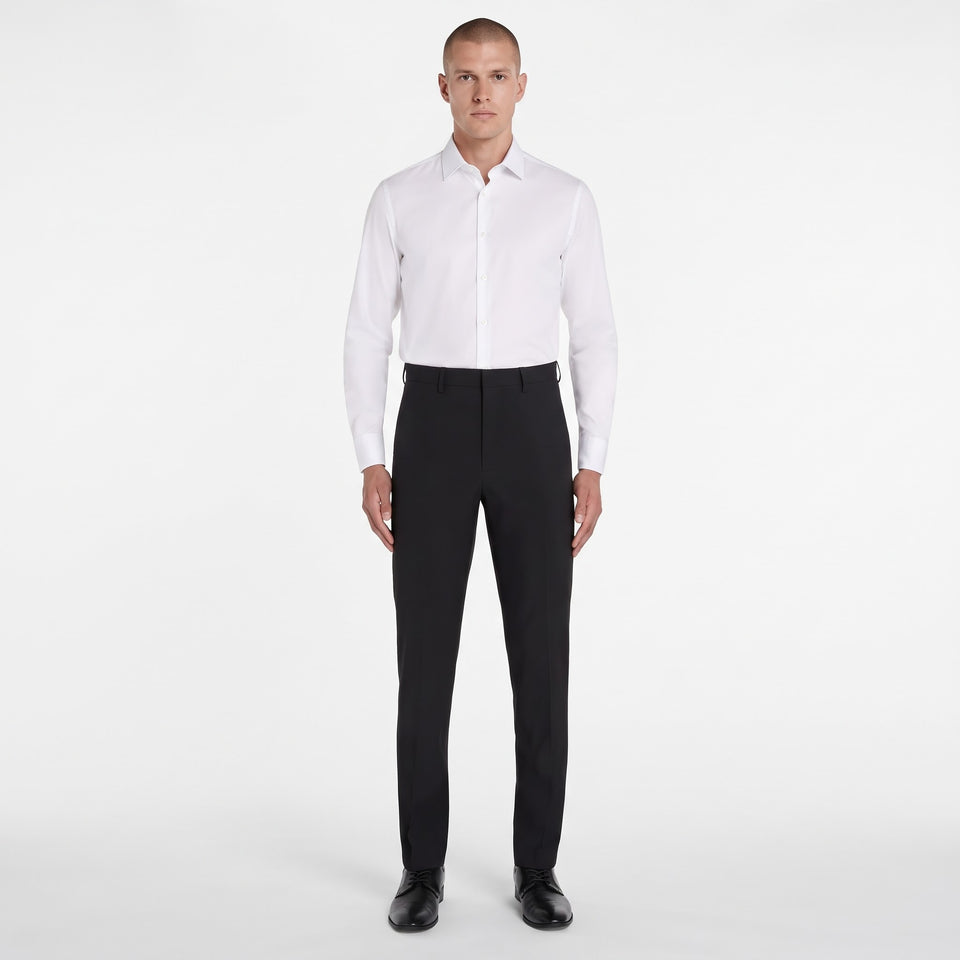 Calvin Klein Men's Black Slim Fit Flat Front Trousers